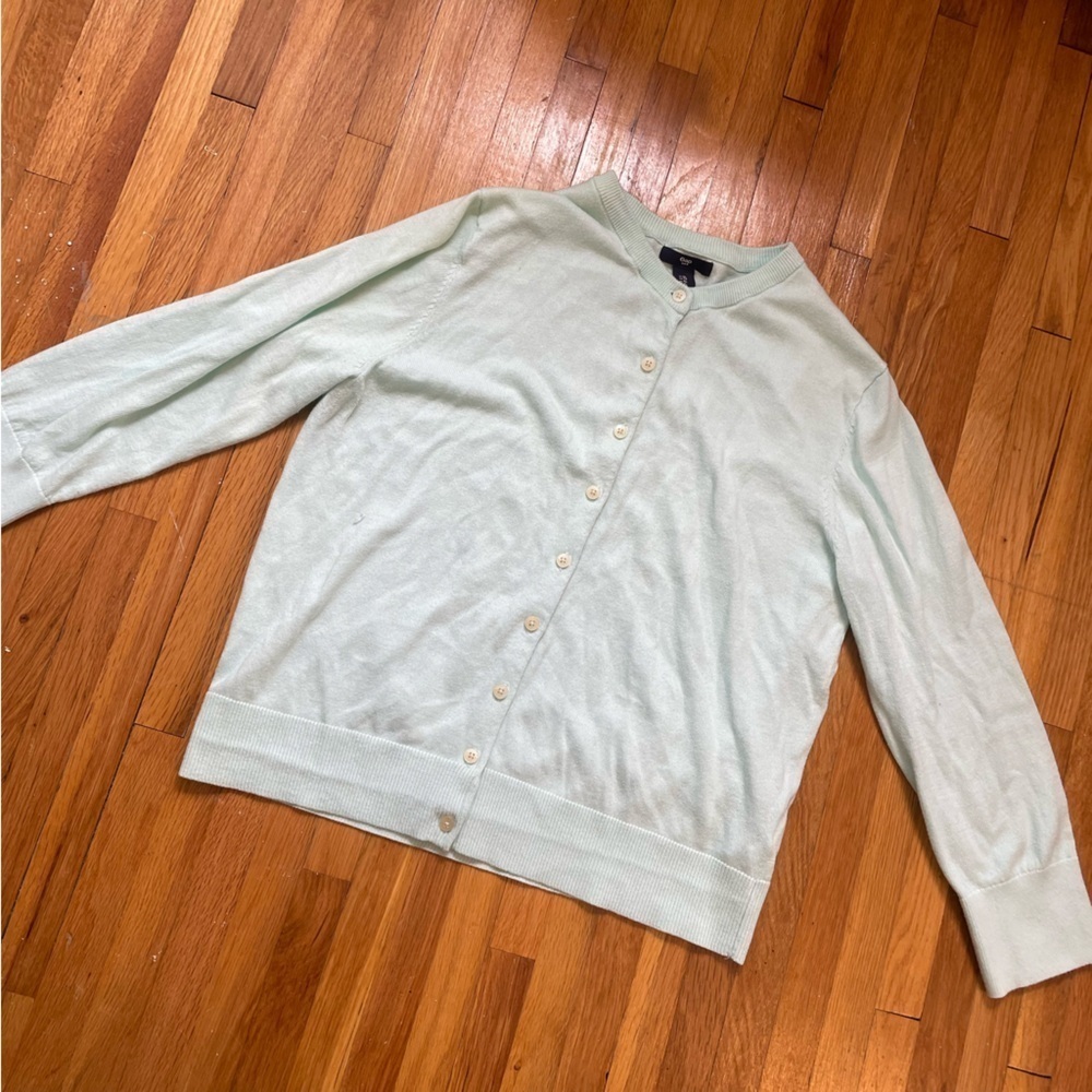 Gap Cotton Cardigan Women’s XL Mint Green Fine Knit Sweater Fall Layering - Picture 5 of 10